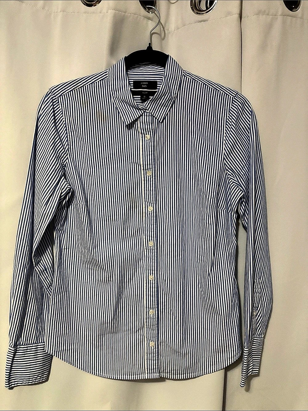 J.Crew 365 Slim Button-Down Shirt in Blue Stripe Striped Cotton Button Down in